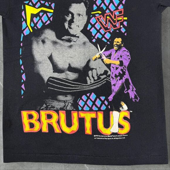 Vintage 1990 WWF Brutus Beefcake Tee Shirt Wrestling Kids Shirt Wrestle Mania - Picture 2 of 8